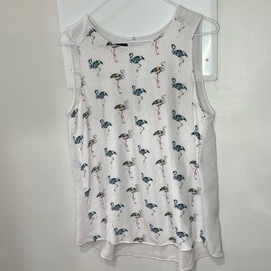 Zara White Flamingo Print Tank Top